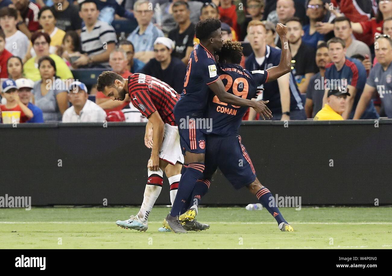 Kansas City, USA. 24th July, 2019. firo: 23.07.2019 football, football: 1.  Bundesliga, season 2019/2020 AC Milan, friendly match, test, friendly  match, versus FCB Bayern Munich Munich, Audi Summer Tour USA, International  Champions