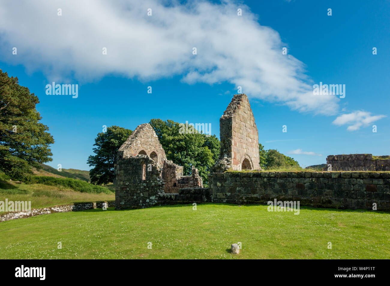 Scottish landscapes: St Blane's Church ruin on a beautiful summer's day, Garrochty, Isle of Bute, Scotland Stock Photo