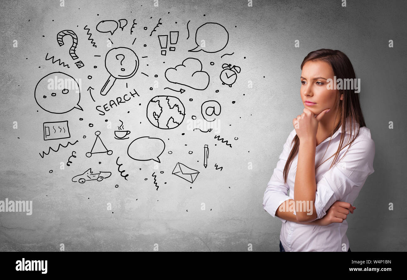 Young person thinking with office problems concept Stock Photo - Alamy