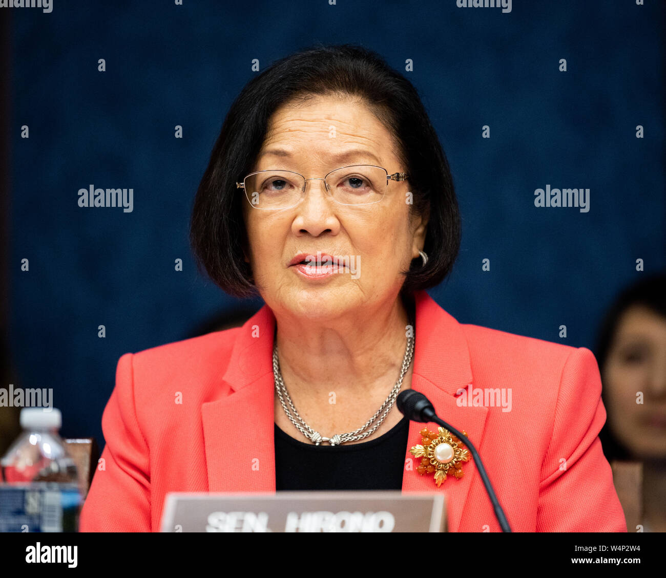 U.S. Senator Mazie Hirono (D-HI) speaking at a hearing held by Senate Democrats on the treatment of children at the border. Hearing held at the Capitol in Washington, DC. Stock Photo