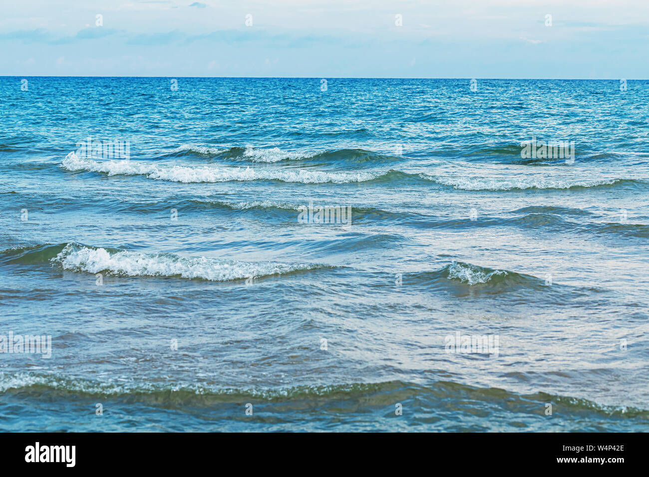 Sea texture with small waves during a storm Stock Photo