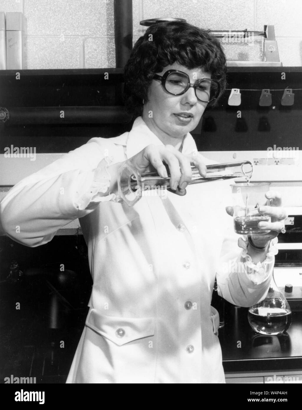 NASA chemist Barbara S Askins uses radioactive materials to develop astronomical and geological pictures at Marshall Space Flight Center, Huntsville, Alabama, 1978. Image courtesy National Aeronautics and Space Administration (NASA). () Stock Photo