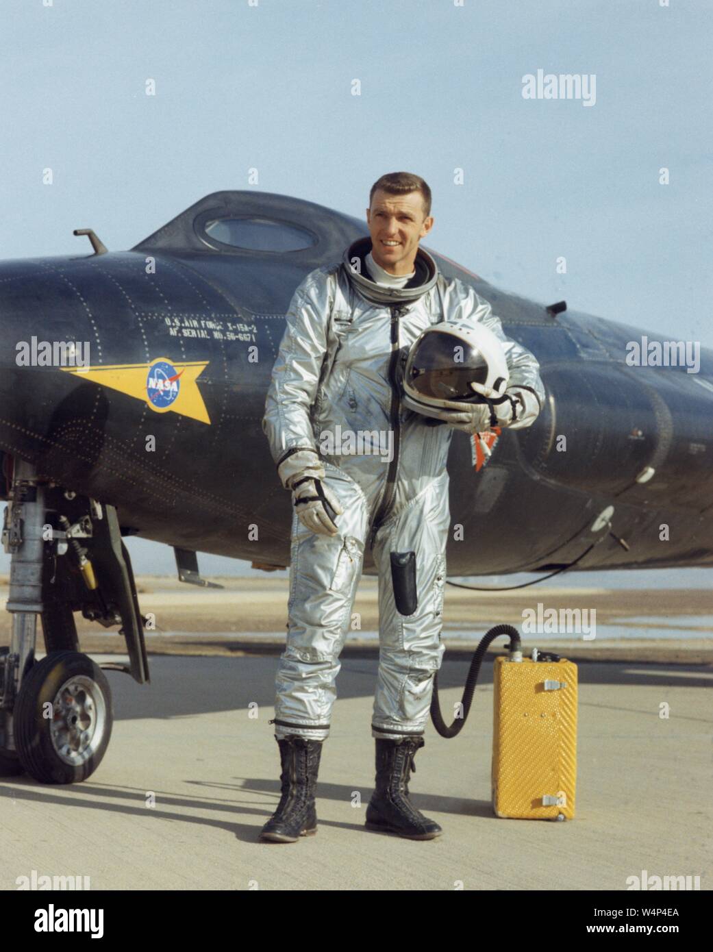 Astronaut Joe Henry Engle poses in front of the X-15 Research Rocket aircraft, December 2, 1965. Image courtesy National Aeronautics and Space Administration (NASA). () Stock Photo