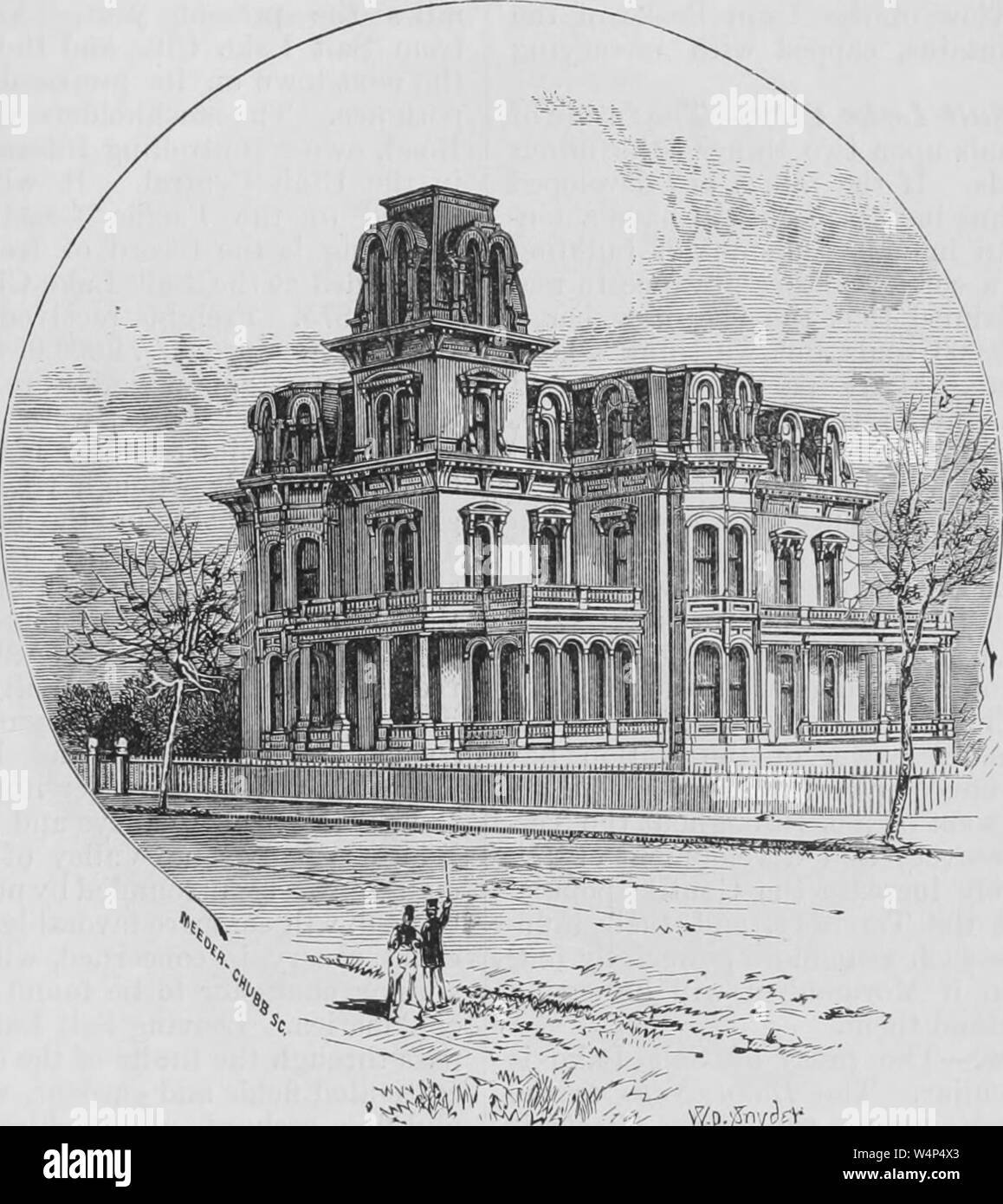 Engraving of the Amelia Palace, last official residence of Brigham Young, Salt Lake City, Utah, from the book 'The Pacific tourist' by Henry T. Williams, 1878. Courtesy Internet Archive. () Stock Photo