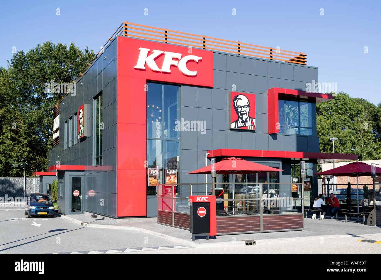 KFC fast food restaurant in Spijkenisse, The Netherlands. Kentucky Fried Chicken (KFC) is the world's second largest restaurant chain. Stock Photo