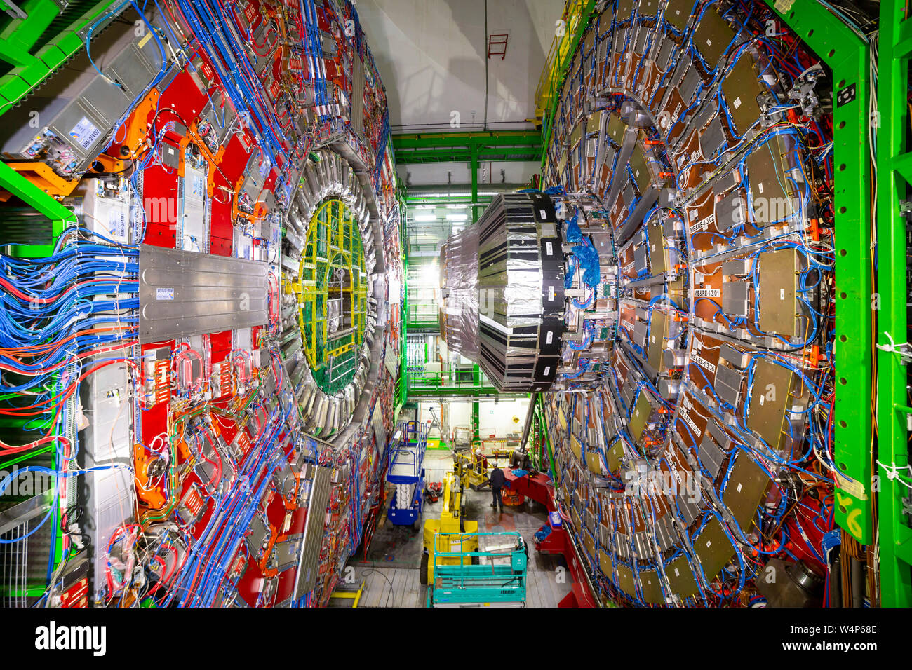 CERN, France - 25 June, 2019: A part of The Large Hadron Collider (LHC) is seen underground inthe French part of CERN. Stock Photo