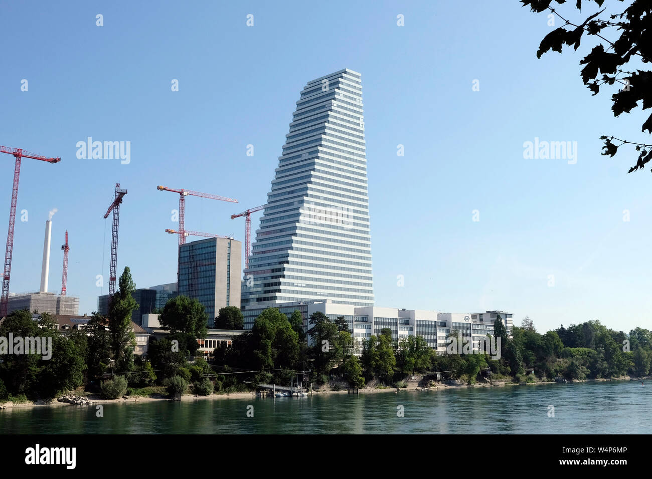 A view of Roche tower, a skyscaper in Basel and the tallest building in Switzerland Stock Photo