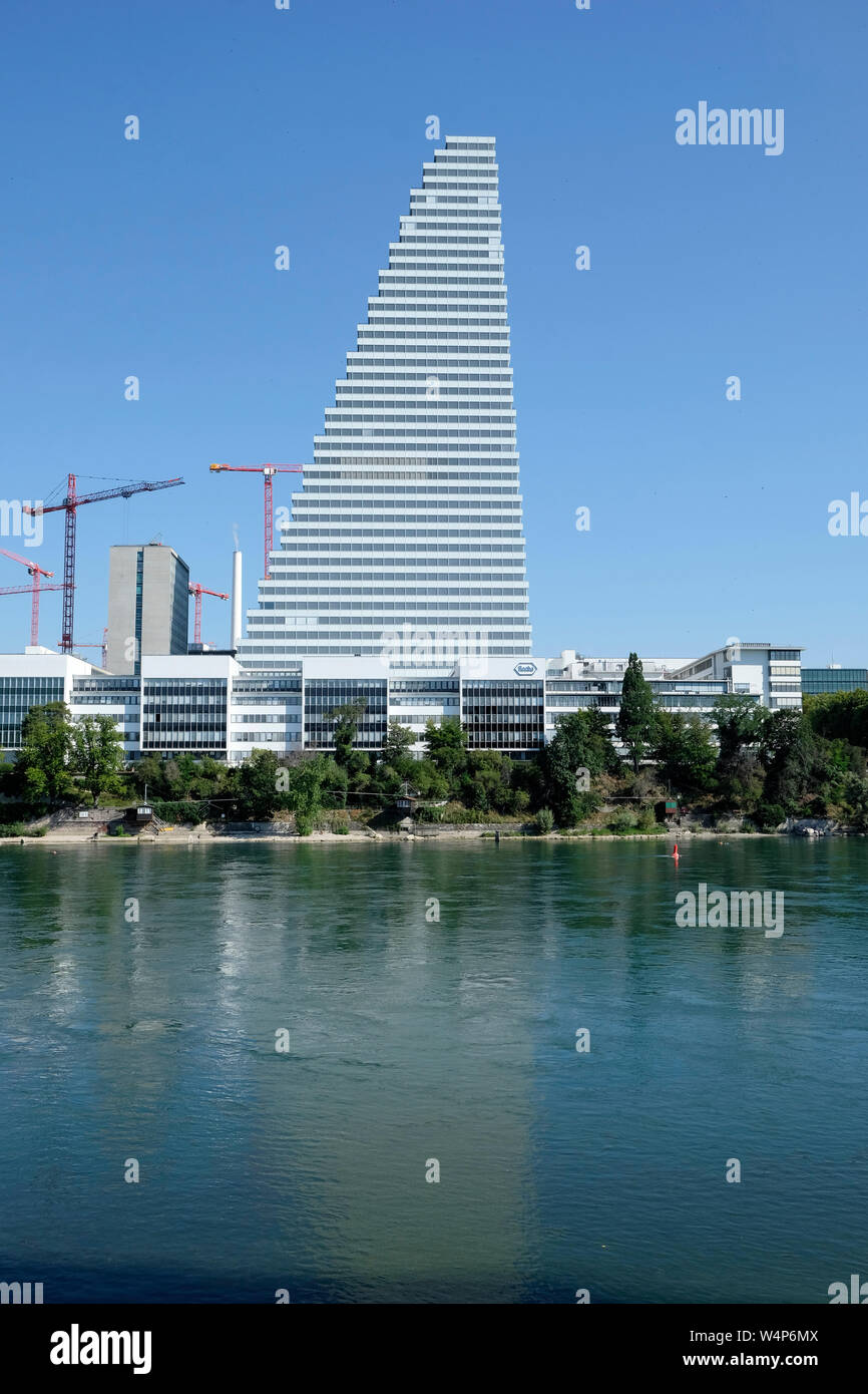 A view of Roche Tower, a skyscraper in Basel, the tallest building in Switzerland Stock Photo