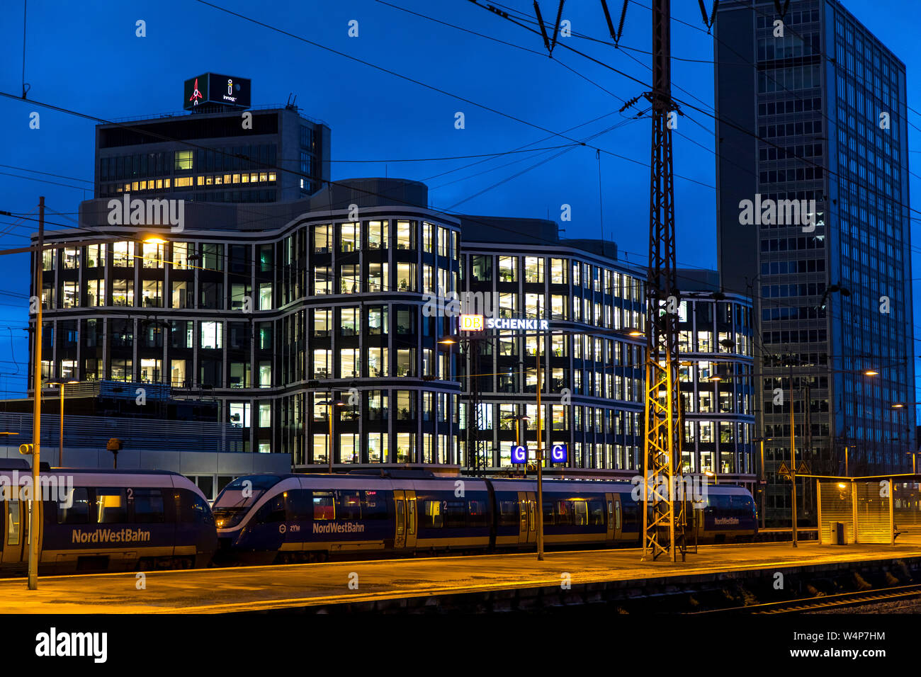 Headquarters of the logistics company DB Schenker AG, in Essen, at the main railway station, Germany, Stock Photo