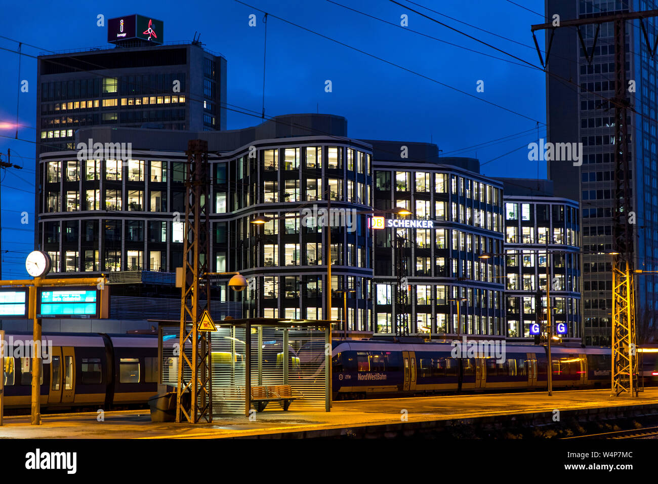 Headquarters of the logistics company DB Schenker AG, in Essen, at the main railway station, Germany, Stock Photo