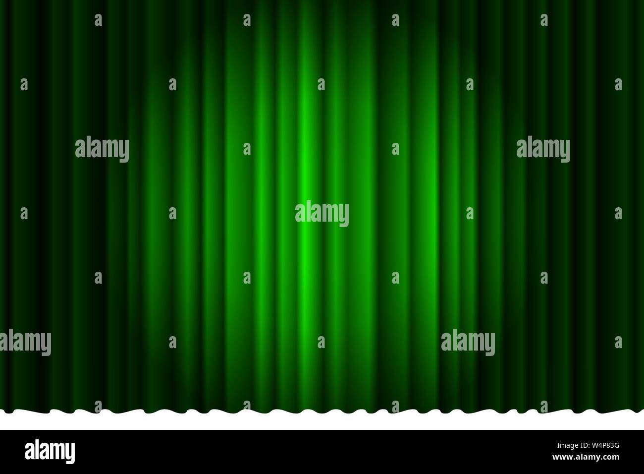 Closed luxury green curtain with many shadow stage background spotlight