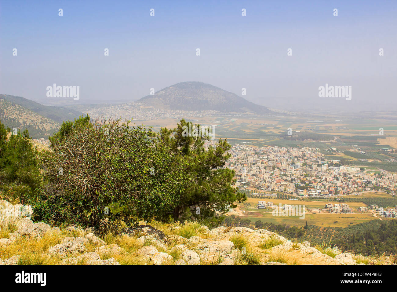 5 May 2018 A view of Mount Tabor in Israel from the mount Precipice. tradition has this as the place where an angry mob would have cast Jesus Christ o Stock Photo