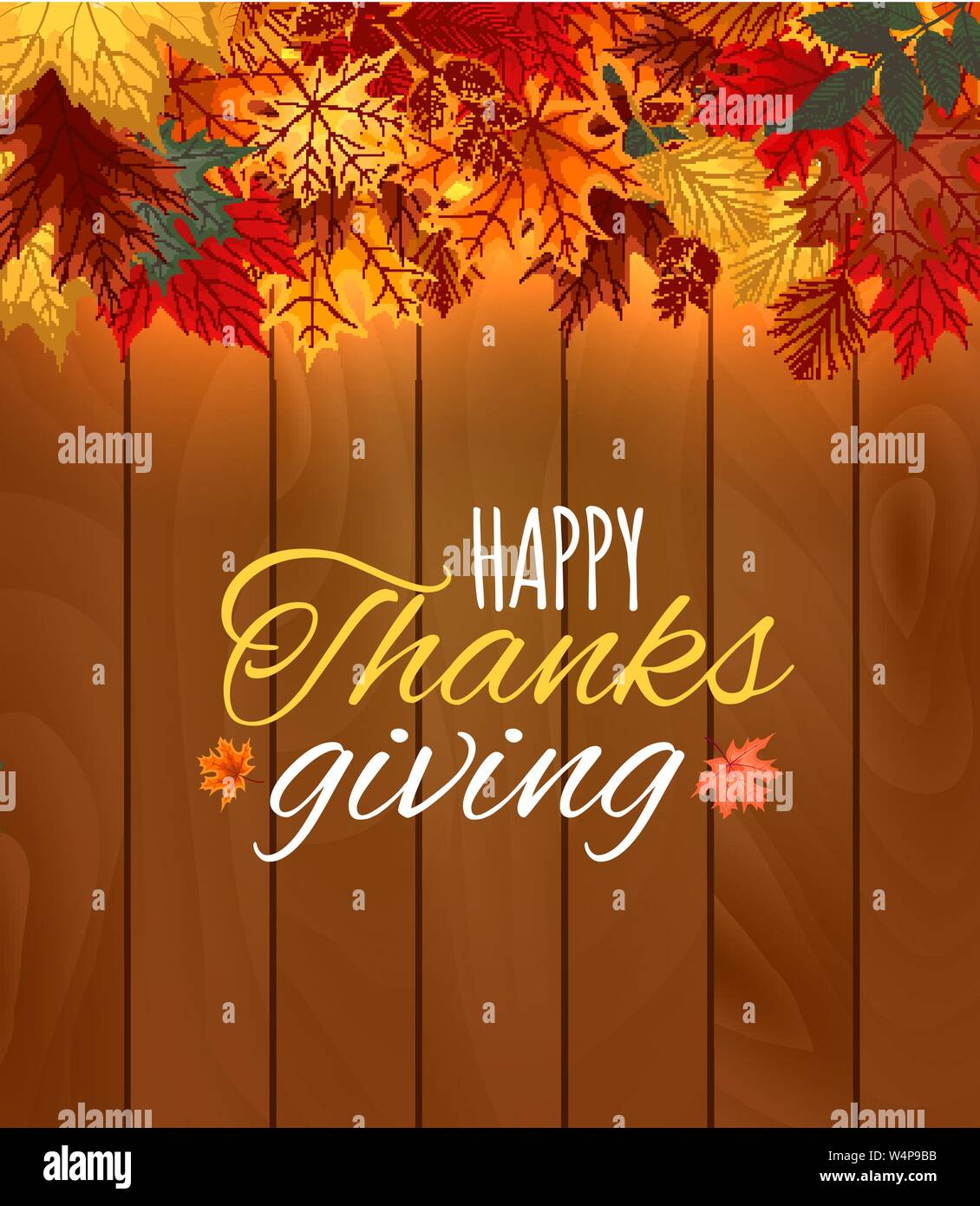 Happy Thanksgiving Day Vector Illustration Autumn Background with ...