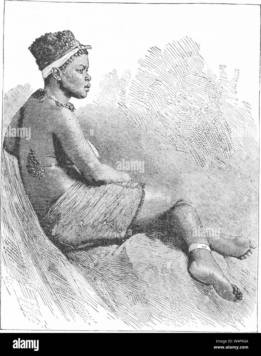 Engraved drawing of the Zulu tribe woman, from the book 'Ridpath's Universal history' by John Clark Ridpath, 1897. Courtesy Internet Archive. () Stock Photo