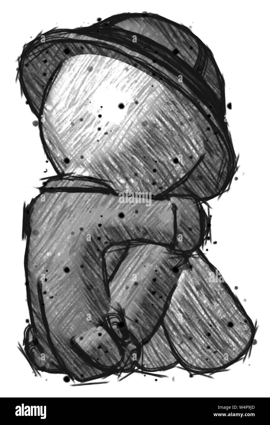 Man Facing Back Drawing