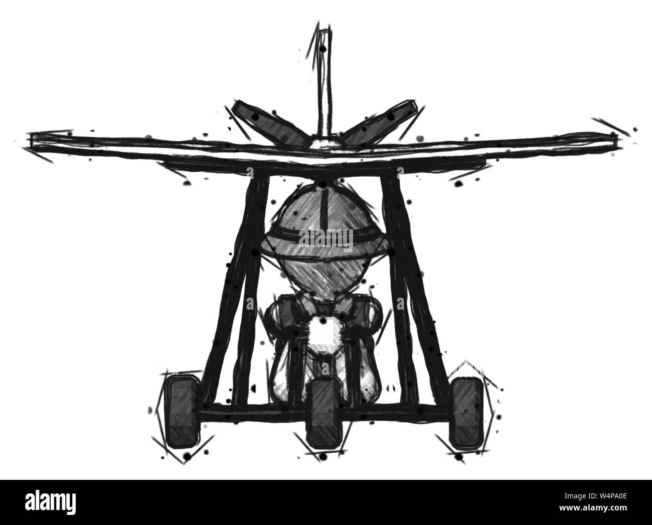 Sketch explorer ranger man in ultralight aircraft front view Stock ...