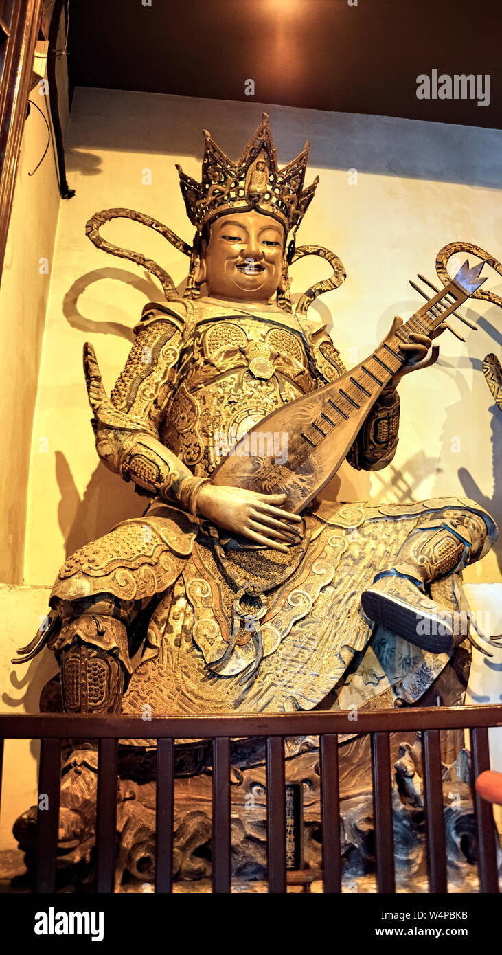 Jade Buddha Temple. Musician statue. Shanghai, China. PRC Stock Photo