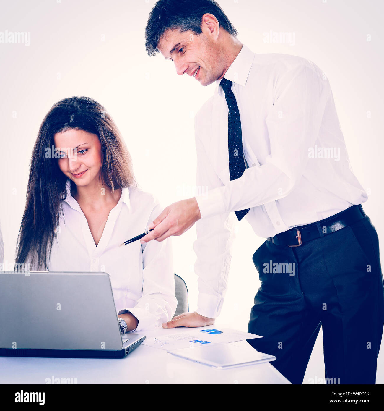 Group of business people working. Isolated Stock Photo