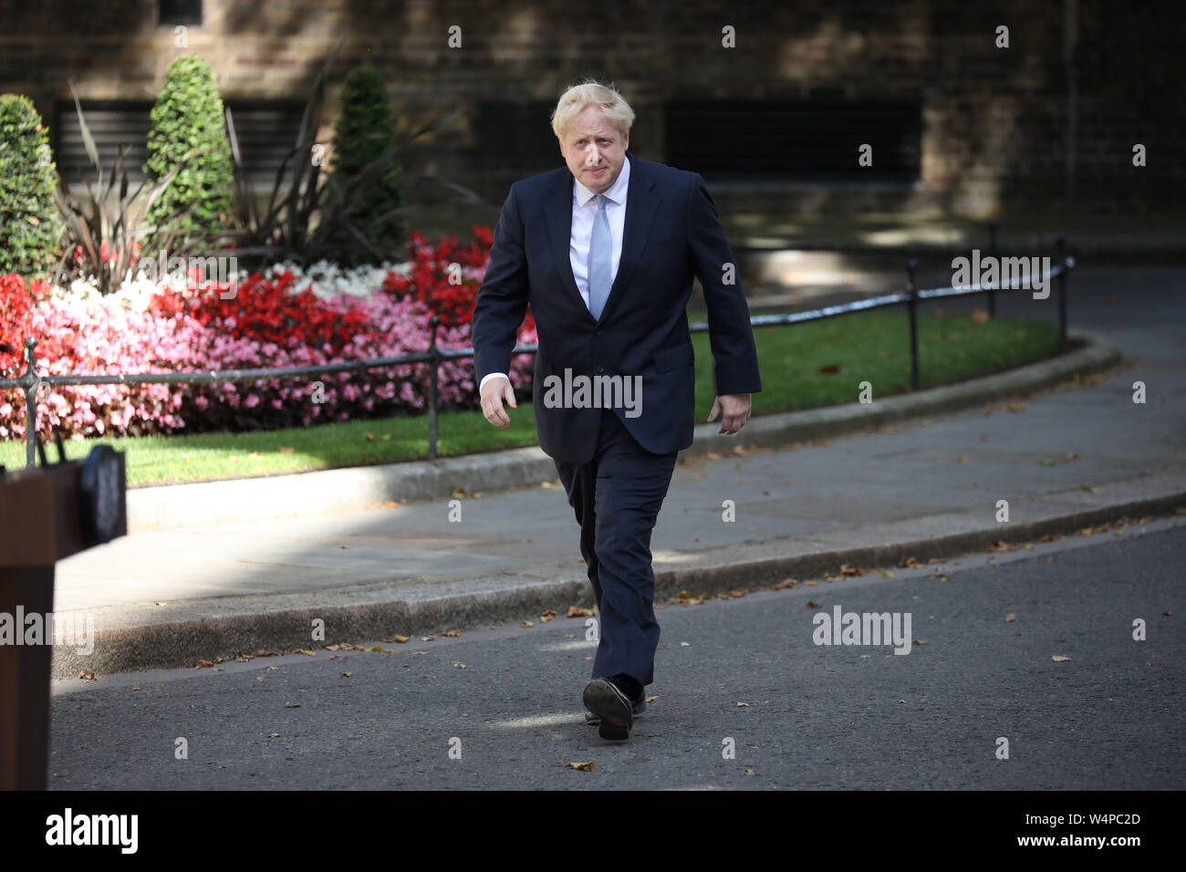 London, UK. 24th July, 2019. The new British Prime Minister Boris Johnson, about to deliver his speech after having an audience with Queen Elizabeth II, who asked him to form a new government after Theresa May stepped down as Prime Minister. Johnson is pictured as he takes over as the new Prime Minister at Number 10 Downing Street, London, on July 24, 2019 Credit: Paul Marriott/Alamy Live News Stock Photo