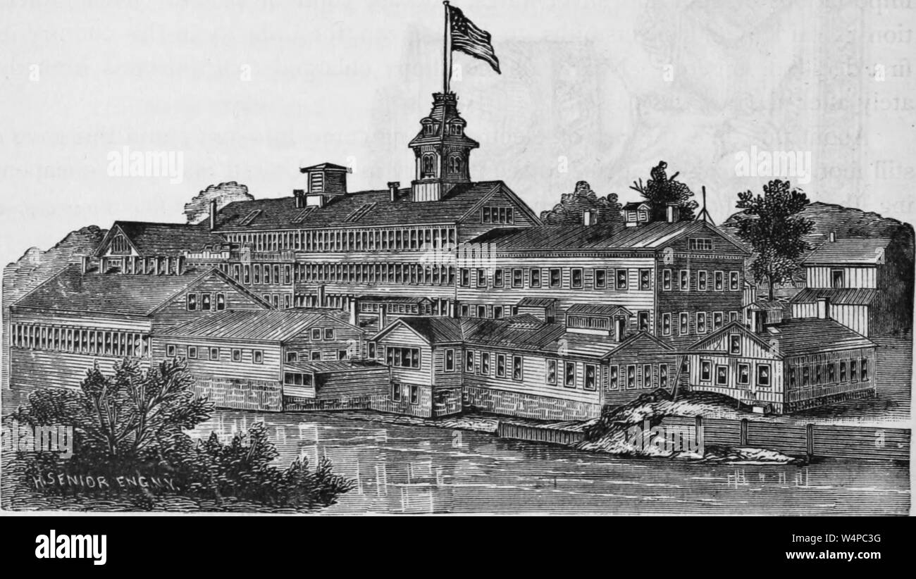 Engraving of the meriden cutlery company buildings hires stock