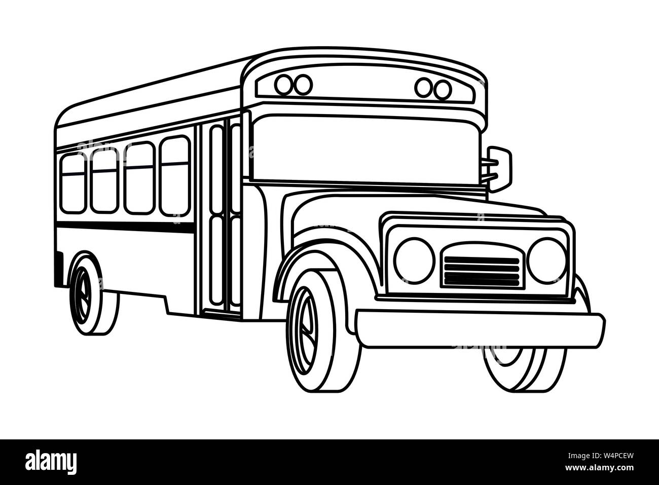 School bus vehicle isolated cartoon in black and white Stock Vector Image &  Art - Alamy