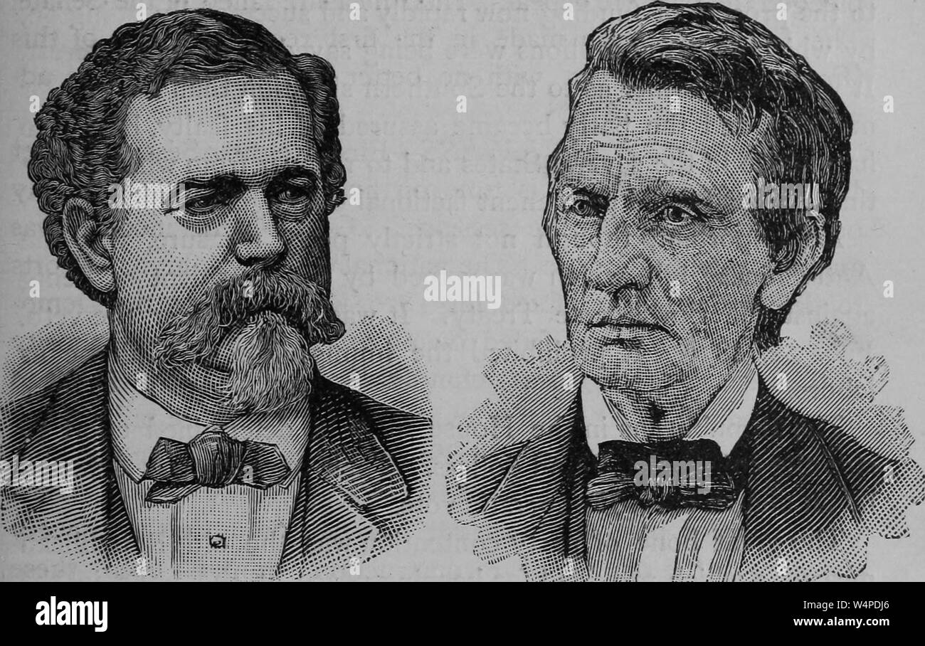 Engraved portraits of Joseph Roswell Hawley and William Maxwell Evarts, American politicians, and statesmen, from the book 'The political history of the United States' by James Penny Boyd, 1888. Courtesy Internet Archive. () Stock Photo