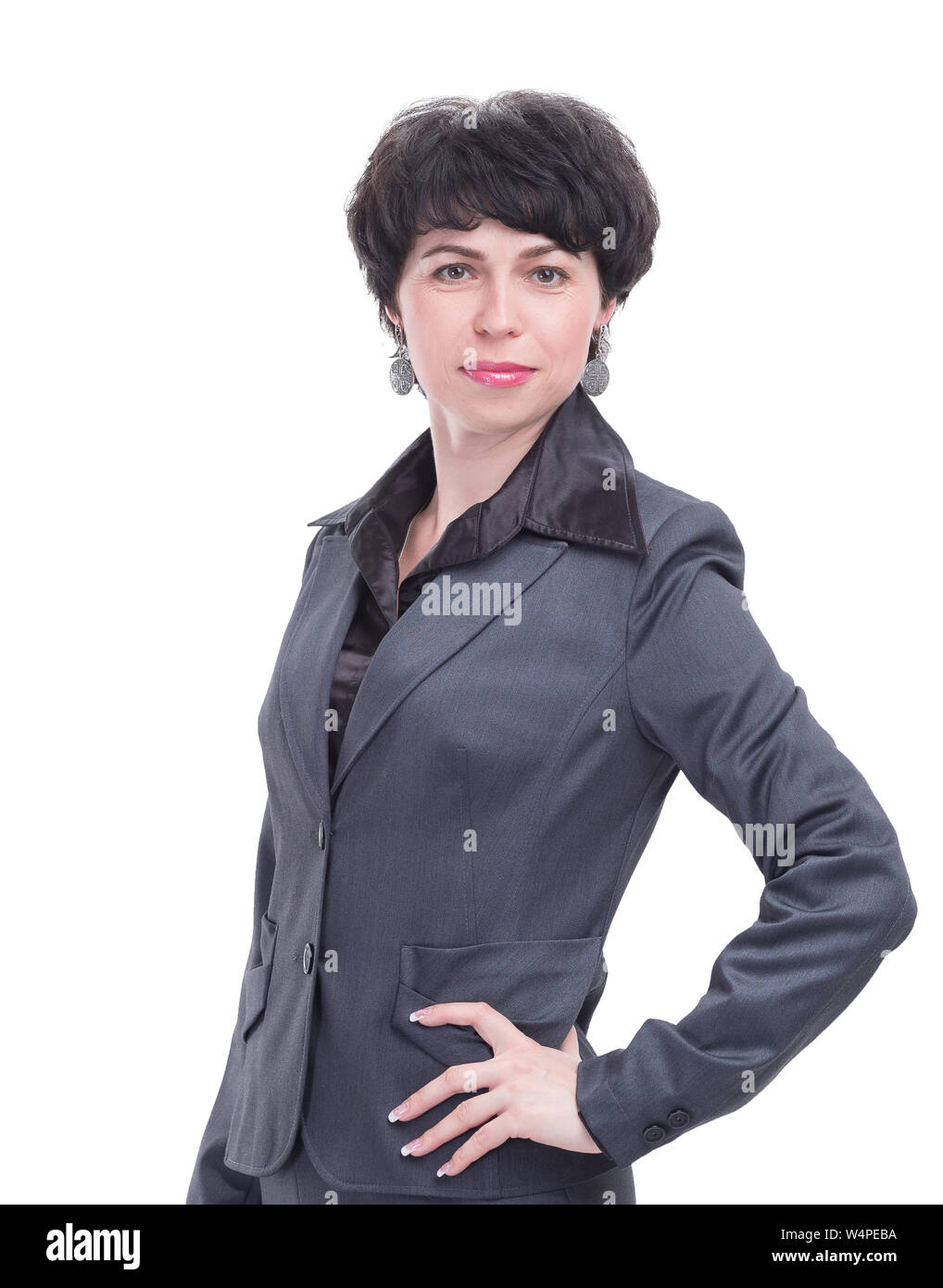 modern business woman in a business suit. isolated on white background ...
