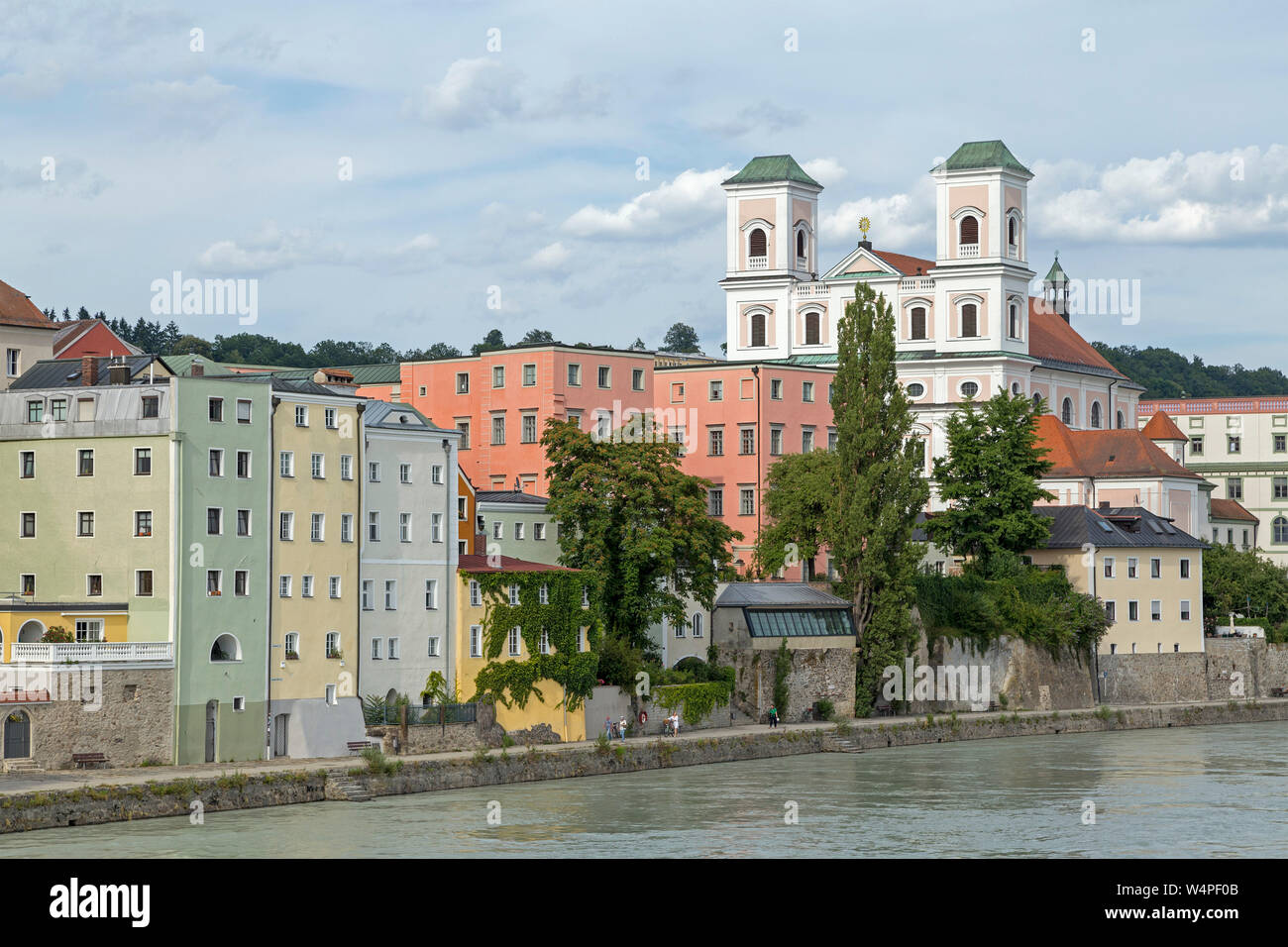 church St. Michael, River Inn, Passau, Lower Bavaria, Germany Stock Photo