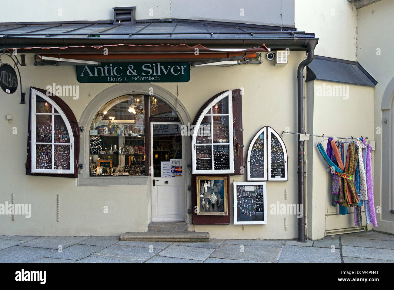souvenir shop, Rindermarkt (cattle market), Passau, Lower Bavaria, Bavaria, Germany Stock Photo