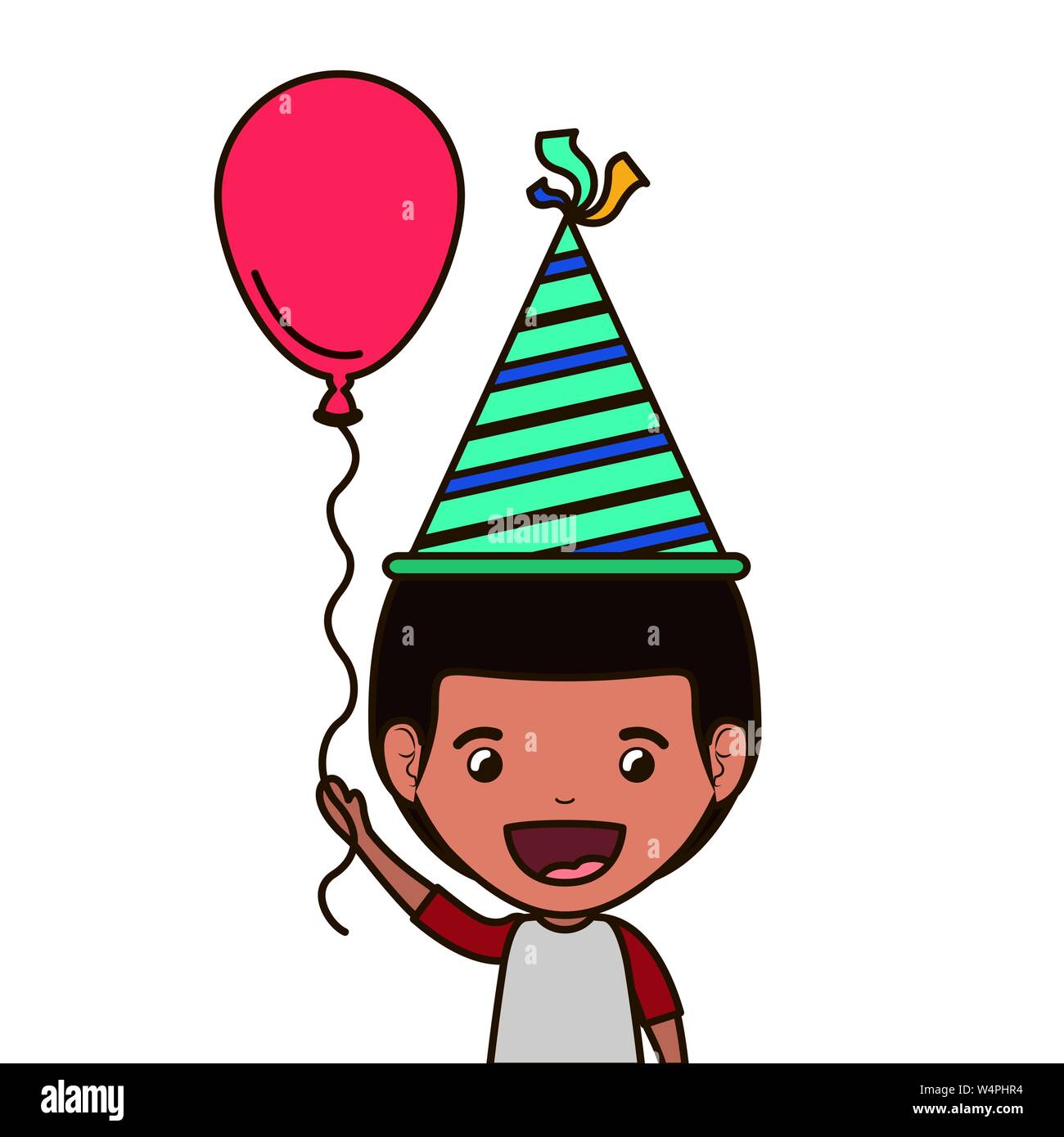 boy with party hat in birthday celebration Stock Vector Image & Art - Alamy
