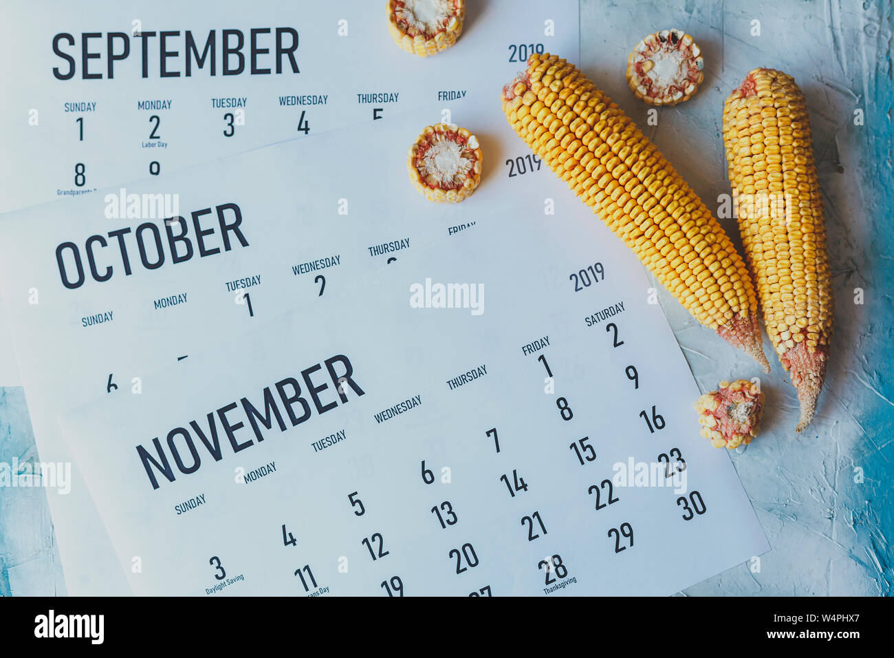 Autumn Months, Fall season concept. Harvest time. Three monthly