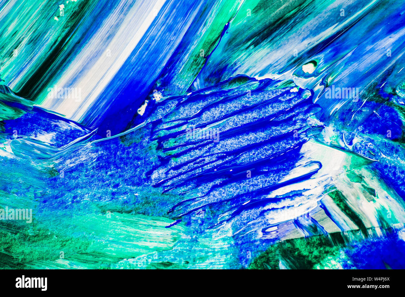 Blue Acrylic Ink Oil Paint Brush Strokes Texture Painting Background ...