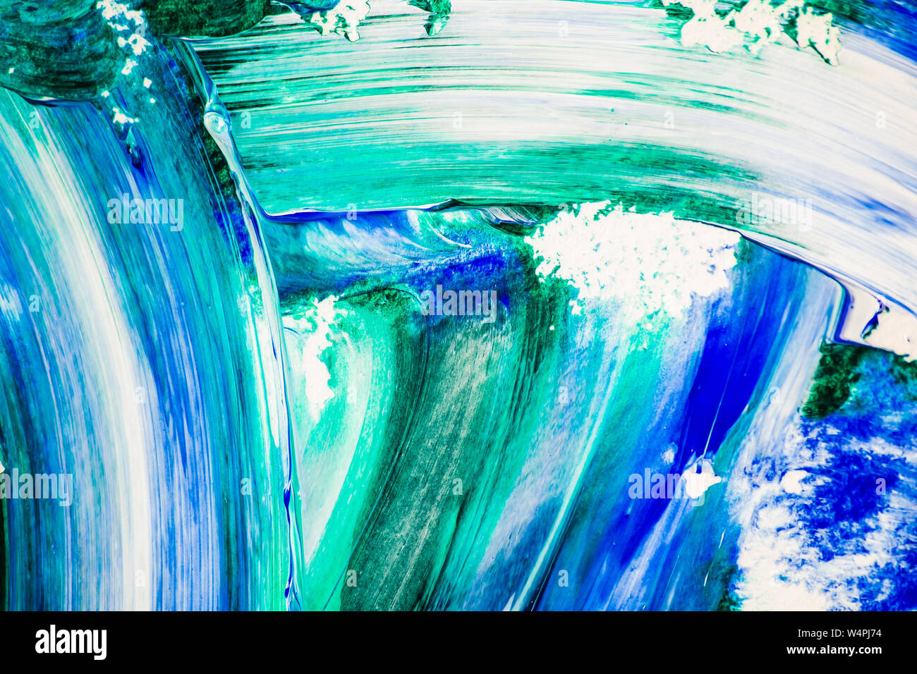 Blue Acrylic Ink Oil Paint Brush Strokes Texture Painting Background ...