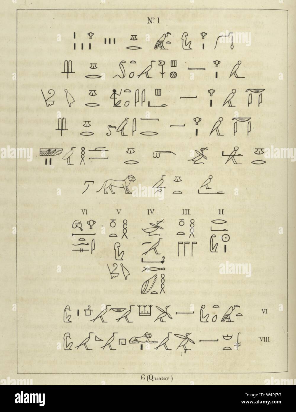 Ancient Egyptian Hieroglyphics text, illustration from the book 'Pantheon Egyptien' by Leon Jean Joseph Dubois, 1824. From the New York Public Library. () Stock Photo