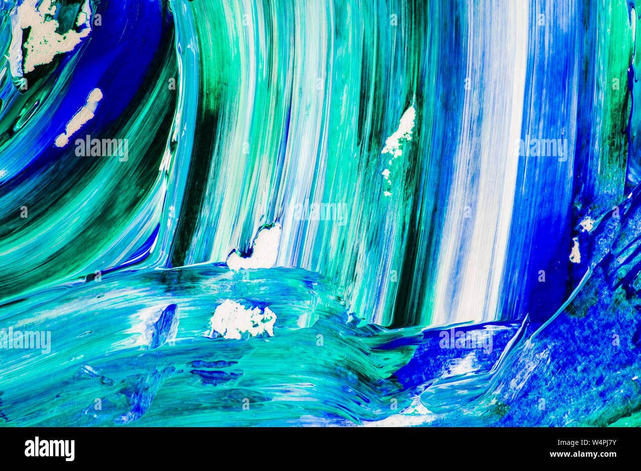 Blue Acrylic Ink Oil Paint Brush Strokes Texture Painting Background ...