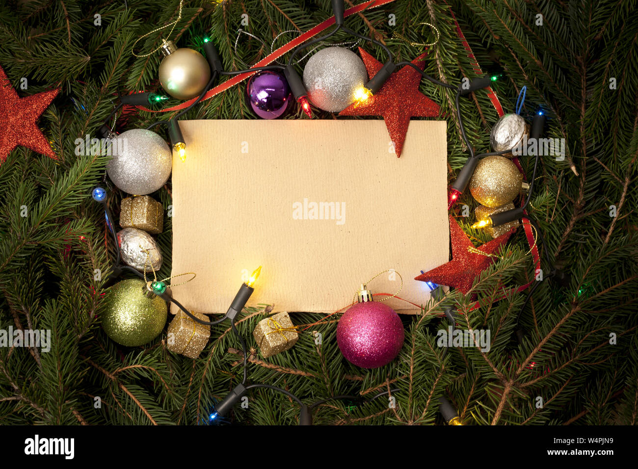 Christmas Border with free space for text Stock Photo - Alamy
