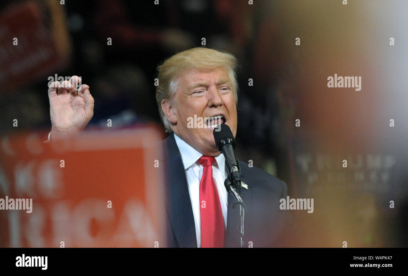 A rally was held for Republican Presidential nominee Donald Trump at Mohegan Sun Arena in Wilkes-Barre, Pennsylvania. Stock Photo