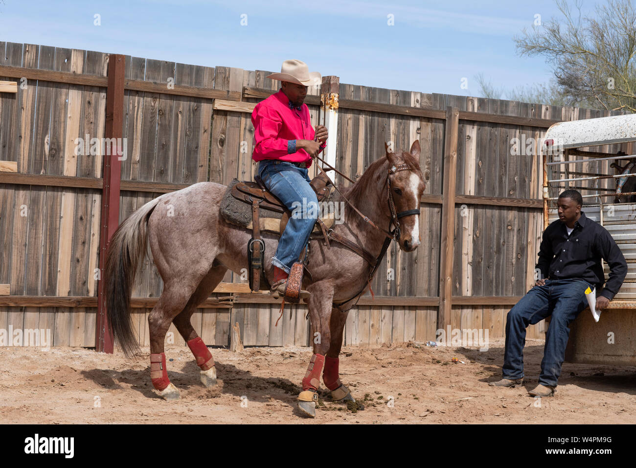 Cowboys prepare for events at the Arizona Black Rodeo Stock Photo Alamy