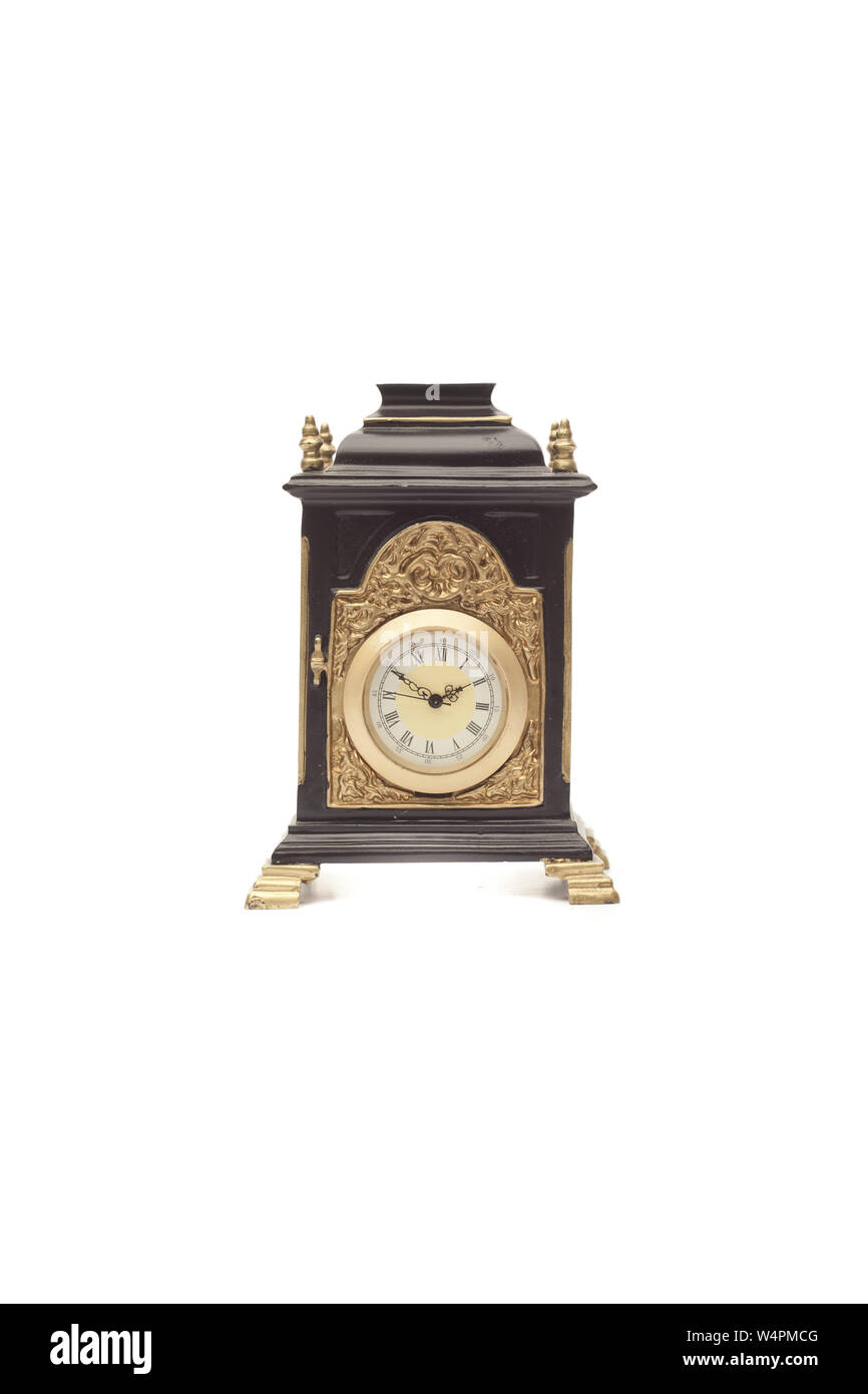 Model of antique clock isolated on white background Stock Photo - Alamy
