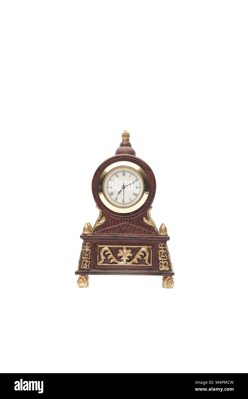 Model of antique clock isolated on white background Stock Photo - Alamy