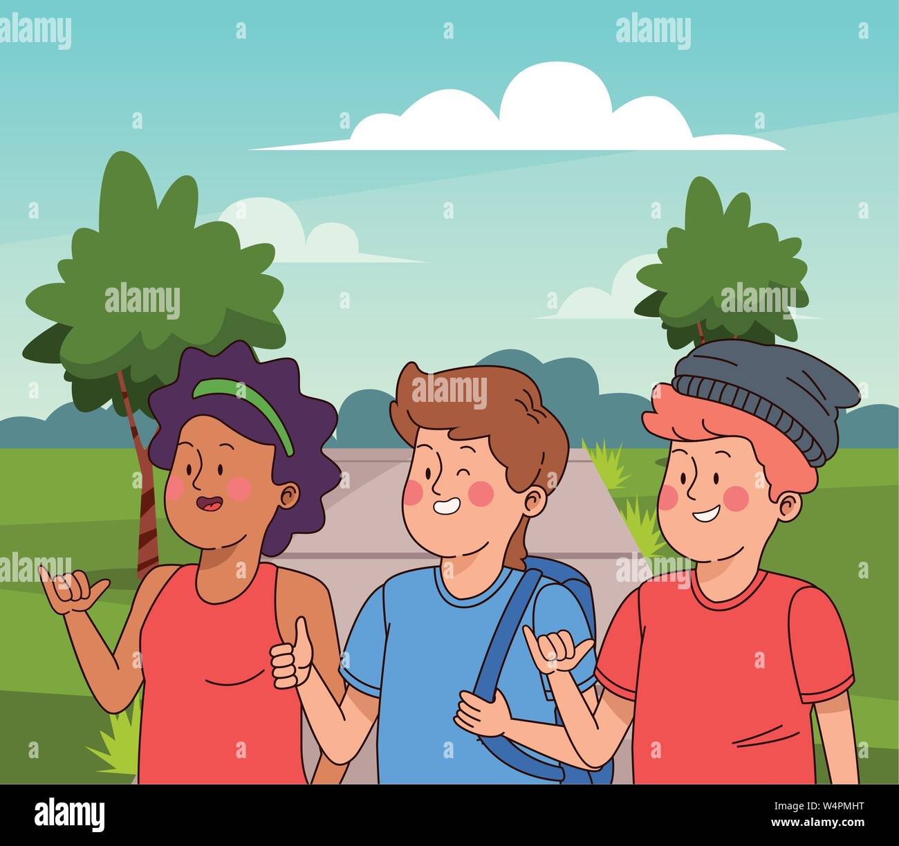Teenagers friends smiling and greeting Stock Vector Image & Art - Alamy