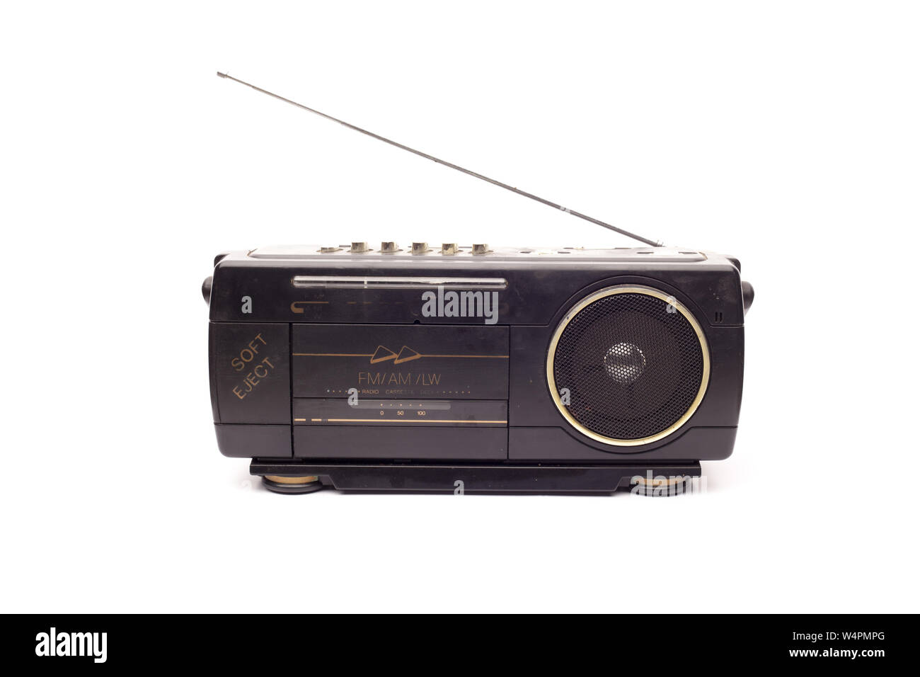 Radio cassette player isolated on white background Stock Photo - Alamy