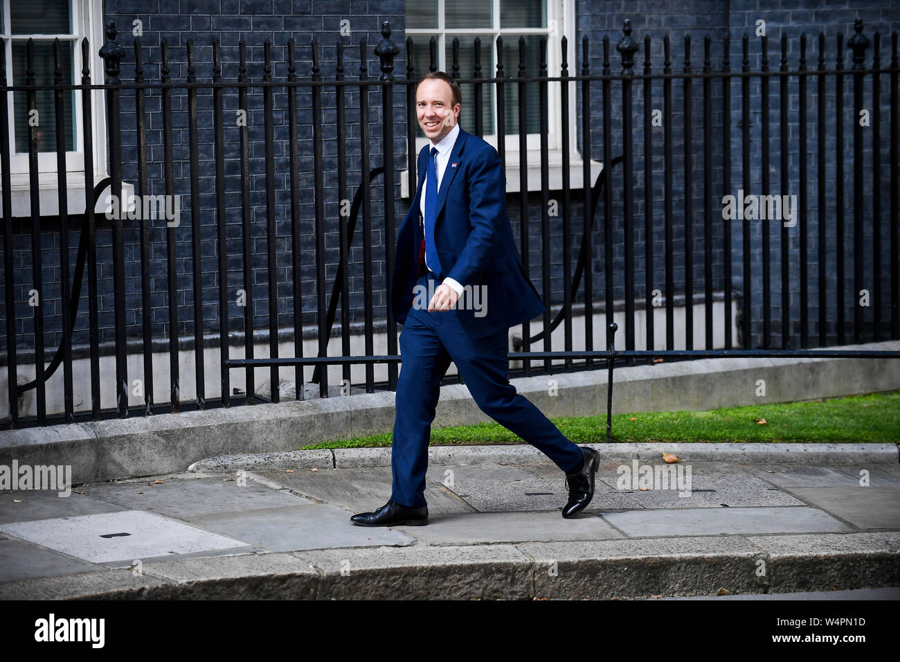London, UK. 24th July, 2019. Britain's Health Secretary Matt Hancock arrives at 10 Downing Street, in London, Britain, on July 24, 2019. Britain's new Prime Minister Boris Johnson named the first of his new front bench ministers on Wednesday night. (Photo by Alberto Pezzali/Xinhua) Credit: Xinhua/Alamy Live News Stock Photo