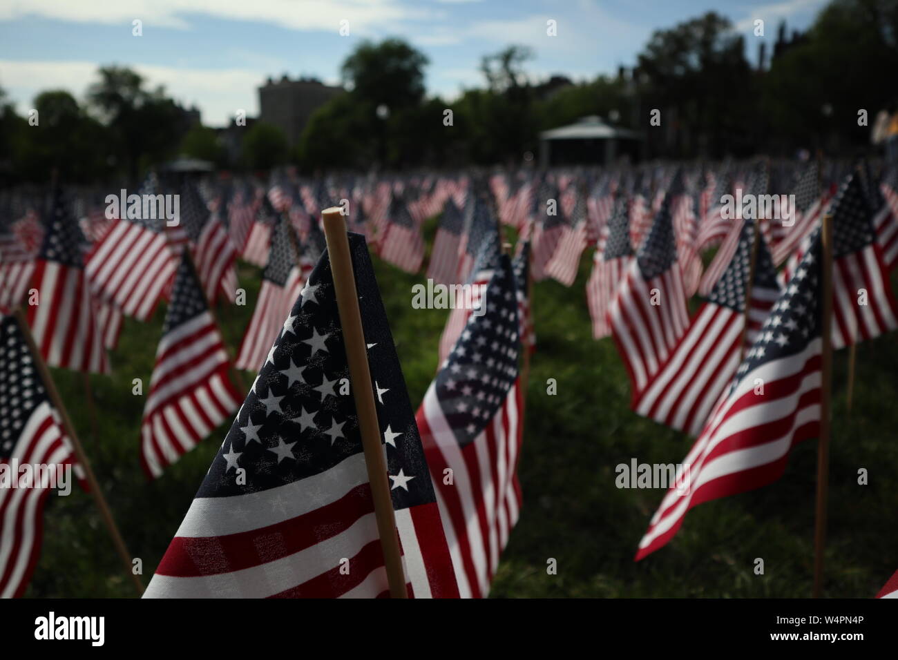 Memorial Day Boston Common Flags Stock Photo