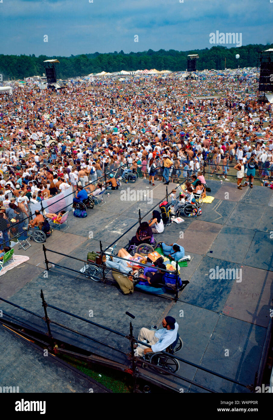 Saugerties, New York, USA, August, 1994Massive crowds fill the muddy