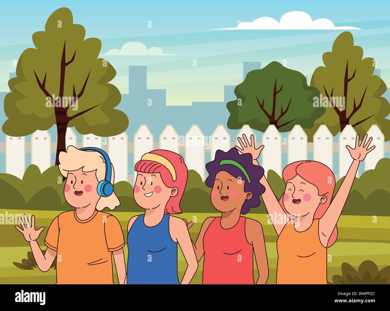 Teenagers friends smiling and greeting Stock Vector Image & Art - Alamy
