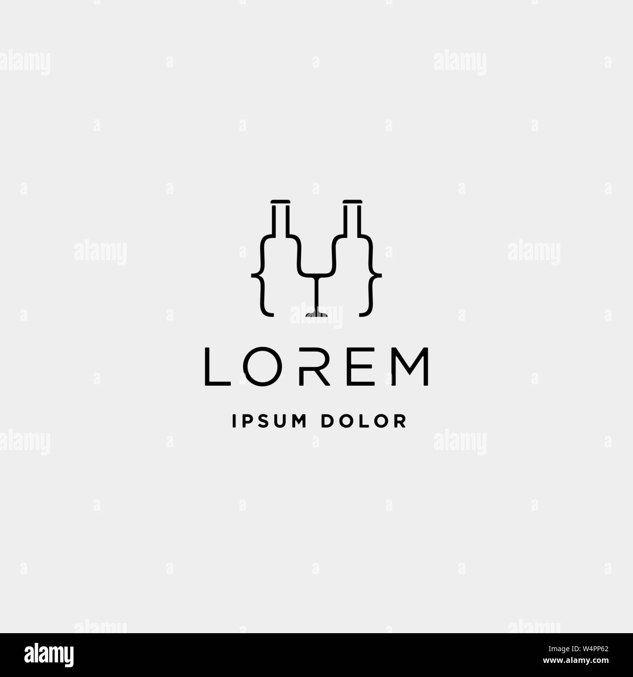 beer code logo design bar coding simple line vector Stock Vector