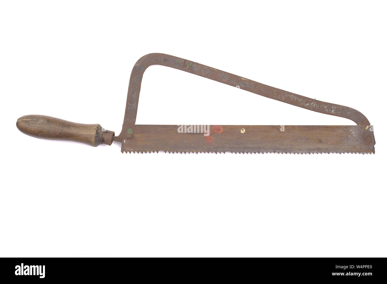 Old rusty hacksaw, isolated on white background Stock Photo