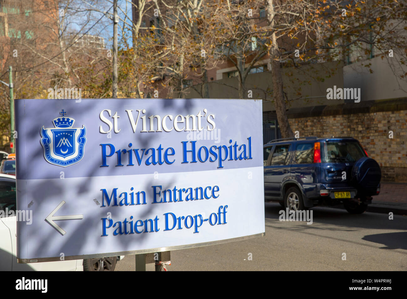 Sign for St Vincents private hospital in Darlinghurst Sydney Australia Stock Photo