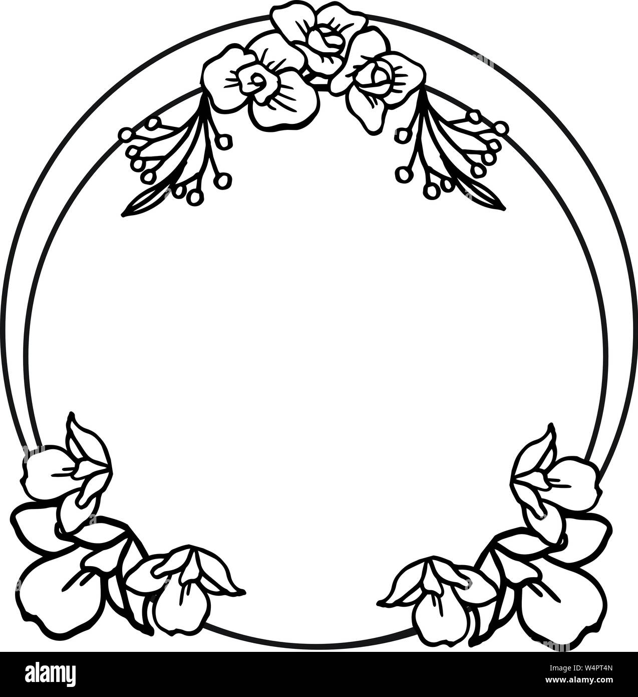 Greeting card frame with floral black and white. Vector illustration ...